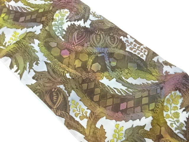 JAPANESE FUKURO OBI / MATELASSE / FLOWER ARABESQUE